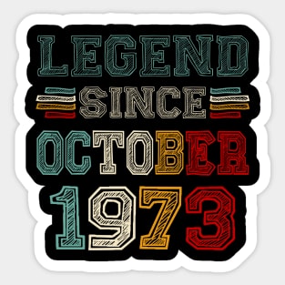 50 Years Old Legend Since October 1973 50th Birthday Sticker